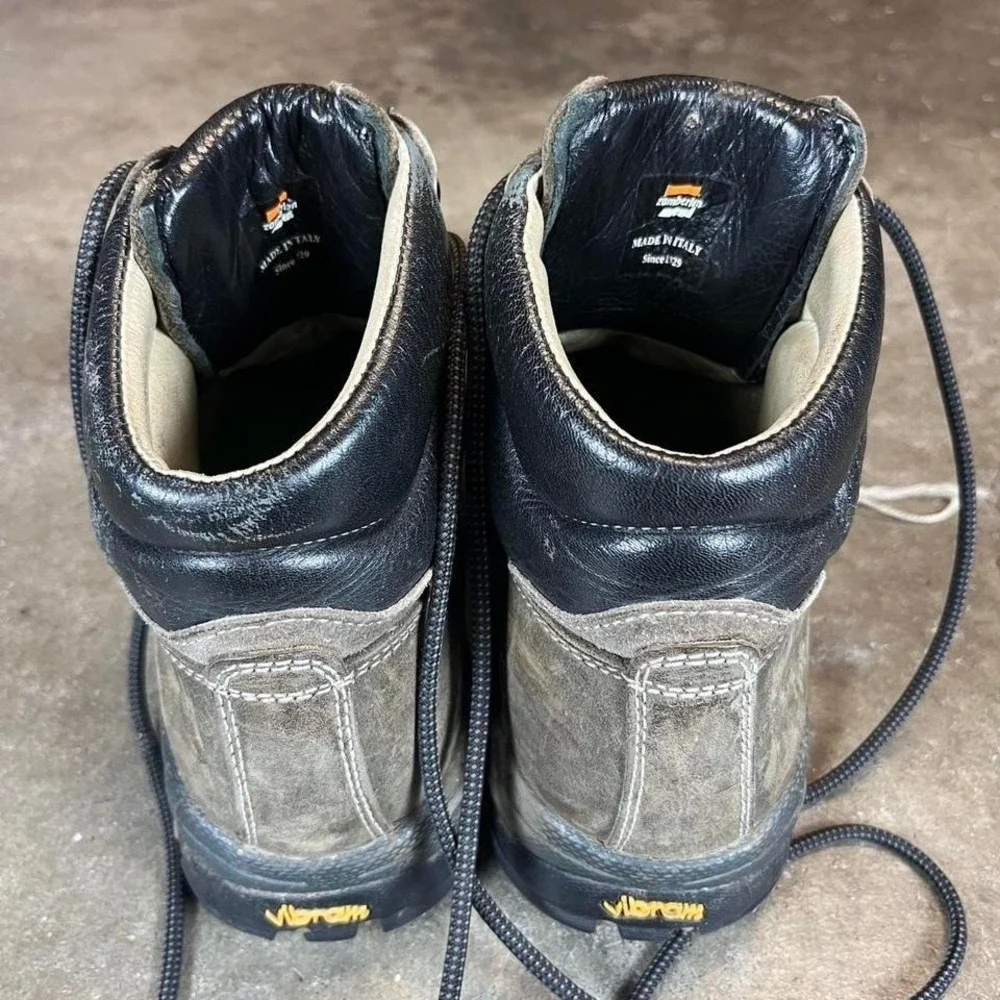 Zamberlan Mens 8.5-9 Leather Hiking Boots‎ Vibram Brown Black Trail Boots